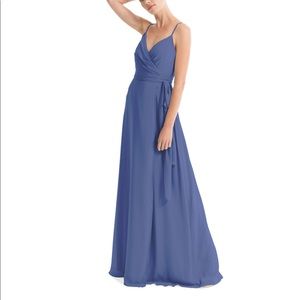 Joanna August Mandy Long Blue Bridesmaid Dress